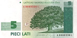 5 Latvians Lats - worth 7.50 Euro!