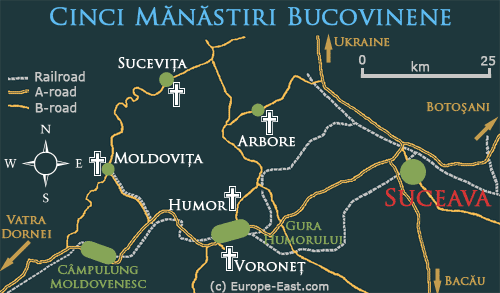 Clickable Map of the Bucovina Monasteries