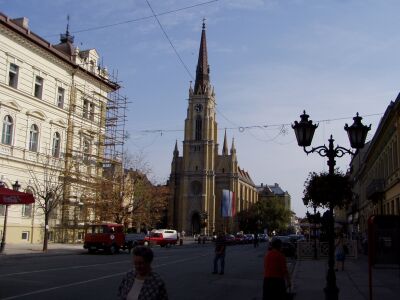 Novi Sad: Church at Trg Slobode, the centre of town