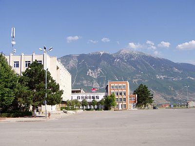 Kukes: The vibrant main square in the centre...