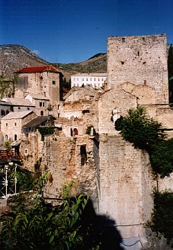 The bridgehead of the destroyed historical bridge