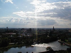 Wroclaw: View from the Cathedral across the river Odra to the centre