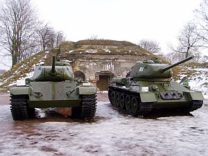 Old Soviet tank inside the fortress