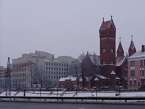 It took some time to discover an old building: Church in Minsk